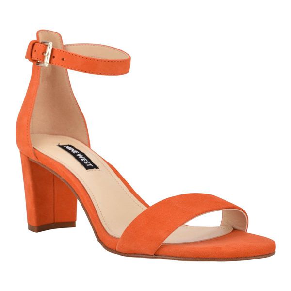 Nine West Pruce Ankle Strap Block Heel Orange Heeled Sandals | Ireland 95F72-1A51
